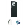 MARSİLYAN™- iPhone 14 Kılıf Kozmos Klasik Prime - Siyah 3D Antistatik Cam Ekran Koruyucu + Shine Kamera Lens - YL