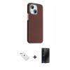 MARSİLYAN™- iPhone 14 Kılıf Kozmos Klasik Prime - Siyah 3D Antistatik Hayalet Cam Ekran Koruyucu + Diamond Kamera Lens - PE