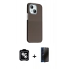 MARSİLYAN™- iPhone 14 Kılıf Kozmos Klasik Prime - Siyah 3D Antistatik Hayalet Cam Ekran Koruyucu + PVD Metal Kamera Lens - GS