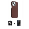 MARSİLYAN™- iPhone 14 Kılıf Kozmos Klasik Prime - Siyah 3D Antistatik Hayalet Cam Ekran Koruyucu + PVD Metal Kamera Lens - TU