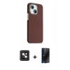 MARSİLYAN™- iPhone 14 Kılıf Kozmos Klasik Prime - Siyah 3D Antistatik Hayalet Cam Ekran Koruyucu + PVD Metal Kamera Lens - PE