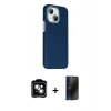 MARSİLYAN™- iPhone 14 Kılıf Kozmos Klasik Prime - Siyah 3D Antistatik Hayalet Cam Ekran Koruyucu + PVD Metal Kamera Lens - GS