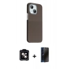 MARSİLYAN™- iPhone 14 Kılıf Kozmos Klasik Prime - Siyah 3D Antistatik Hayalet Cam Ekran Koruyucu + PVD Metal Kamera Lens - TU