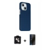 MARSİLYAN™- iPhone 14 Kılıf Kozmos Klasik Prime - Siyah 3D Antistatik Hayalet Cam Ekran Koruyucu + PVD Metal Kamera Lens - TU