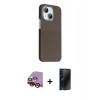 MARSİLYAN™- iPhone 14 Kılıf Kozmos Klasik Prime - Siyah 3D Antistatik Hayalet Cam Ekran Koruyucu + Raze Metal Kamera Lens - KI