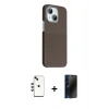MARSİLYAN™- iPhone 14 Kılıf Kozmos Klasik Prime - Siyah 3D Antistatik Hayalet Cam Ekran Koruyucu + Shine Kamera Lens - YL