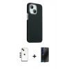 MARSİLYAN™- iPhone 14 Kılıf Kozmos Klasik Prime - Siyah 3D Antistatik Hayalet Cam Ekran Koruyucu + Shine Kamera Lens - YL