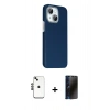 MARSİLYAN™- iPhone 14 Kılıf Kozmos Klasik Prime - Siyah 3D Antistatik Hayalet Cam Ekran Koruyucu + Shine Kamera Lens - SH