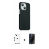 MARSİLYAN™- iPhone 14 Kılıf Kozmos Klasik Prime - Siyah 3D Antistatik Hayalet Cam Ekran Koruyucu + Shine Kamera Lens - MI