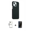 MARSİLYAN™- iPhone 14 Kılıf Kozmos Klasik Prime - Siyah 3D Antistatik Hayalet Cam Ekran Koruyucu + Shine Kamera Lens - SH