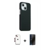 MARSİLYAN™- iPhone 14 Kılıf Kozmos Klasik Prime - Siyah 3D Antistatik Hayalet Cam Ekran Koruyucu + Shine Kamera Lens - KI