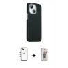 MARSİLYAN™- iPhone 14 Kılıf Kozmos Klasik Prime - Siyah Bilvis 3D Cam Ekran Koruyucu + Shine Kamera Lens - KI