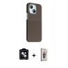 MARSİLYAN™- iPhone 14 Kılıf Kozmos Klasik Prime - Siyah Bilvis 3D Cam Ekran Koruyucu + PVD Metal Kamera Lens - MI