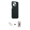 MARSİLYAN™- iPhone 14 Kılıf Kozmos Klasik Prime - Siyah Bilvis 3D Cam Ekran Koruyucu + Diamond Kamera Lens - PE