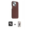 MARSİLYAN™- iPhone 14 Kılıf Kozmos Klasik Prime - Siyah Bilvis 3D Cam Ekran Koruyucu + PVD Metal Kamera Lens - PE