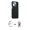 MARSİLYAN™- iPhone 14 Kılıf Kozmos Klasik Prime - Siyah Bilvis 3D Cam Ekran Koruyucu + Shine Kamera Lens - YL