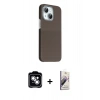 MARSİLYAN™- iPhone 14 Kılıf Kozmos Klasik Prime - Siyah Bilvis 3D Mat Cam Ekran Koruyucu + PVD Metal Kamera Lens - GS