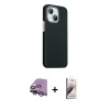 MARSİLYAN™- iPhone 14 Kılıf Kozmos Klasik Prime - Siyah Bilvis 3D Mat Cam Ekran Koruyucu + Raze Metal Kamera Lens - GS
