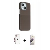 MARSİLYAN™- iPhone 14 Kılıf Kozmos Klasik Prime - Siyah Bilvis 3D Mat Cam Ekran Koruyucu + Shine Kamera Lens - KI