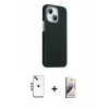 MARSİLYAN™- iPhone 14 Kılıf Kozmos Klasik Prime - Siyah Bilvis 3D Mat Cam Ekran Koruyucu + Shine Kamera Lens - MI