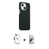 MARSİLYAN™- iPhone 14 Kılıf Kozmos Klasik Prime - Siyah Bilvis 3D Mat Cam Ekran Koruyucu + Shine Kamera Lens - SH