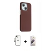 MARSİLYAN™- iPhone 14 Kılıf Kozmos Klasik Prime - Siyah Bilvis 3D Mat Cam Ekran Koruyucu + Shine Kamera Lens - SH