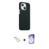 MARSİLYAN™- iPhone 14 Kılıf Kozmos Klasik Prime - Siyah Bilvis 5in1 3D Magic Cam Ekran Koruyucu + Diamond Kamera Lens - KI