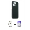 MARSİLYAN™- iPhone 14 Kılıf Kozmos Klasik Prime - Siyah Bilvis 5in1 3D Magic Cam Ekran Koruyucu + Shine Kamera Lens - GD