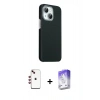 MARSİLYAN™- iPhone 14 Kılıf Kozmos Klasik Prime - Siyah Bilvis 5in1 3D Magic Cam Ekran Koruyucu + Shine Kamera Lens - KI