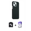 MARSİLYAN™- iPhone 14 Kılıf Kozmos Klasik Prime - Siyah Bilvis 5in1 3D Magic Cam Ekran Koruyucu + PVD Metal Kamera Lens - MI