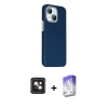 MARSİLYAN™- iPhone 14 Kılıf Kozmos Klasik Prime - Siyah Bilvis 5in1 3D Magic Cam Ekran Koruyucu + PVD Metal Kamera Lens - PE