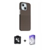 MARSİLYAN™- iPhone 14 Kılıf Kozmos Klasik Prime - Siyah Bilvis 5in1 3D Magic Cam Ekran Koruyucu + PVD Metal Kamera Lens - YL