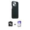 MARSİLYAN™- iPhone 14 Kılıf Kozmos Klasik Prime - Siyah Bilvis 5in1 3D Magic Cam Ekran Koruyucu + PVD Metal Kamera Lens - YL