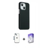 MARSİLYAN™- iPhone 14 Kılıf Kozmos Klasik Prime - Siyah Bilvis 5in1 3D Magic Cam Ekran Koruyucu + Shine Kamera Lens - MI