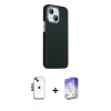 MARSİLYAN™- iPhone 14 Kılıf Kozmos Klasik Prime - Siyah Bilvis 5in1 3D Magic Cam Ekran Koruyucu + Shine Kamera Lens - SH