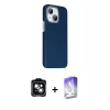 MARSİLYAN™- iPhone 14 Kılıf Kozmos Klasik Prime - Siyah Bilvis 5in1 3D Magic Cam Ekran Koruyucu + PVD Metal Kamera Lens - YL