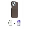 MARSİLYAN™- iPhone 14 Kılıf Kozmos Klasik Prime - Siyah Bilvis 5in1 3D Magic Cam Ekran Koruyucu + Shine Kamera Lens - YL