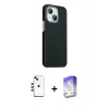 MARSİLYAN™- iPhone 14 Kılıf Kozmos Klasik Prime - Siyah Bilvis 5in1 3D Magic Cam Ekran Koruyucu + Shine Kamera Lens - YL