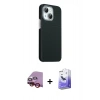 MARSİLYAN™- iPhone 14 Kılıf Kozmos Klasik Prime - Siyah Bilvis 5in1 5D Magic Hayalet Cam Ekran Koruyucu + Raze Metal Kamera Lens - KI