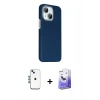 MARSİLYAN™- iPhone 14 Kılıf Kozmos Klasik Prime - Siyah Bilvis 5in1 5D Magic Hayalet Cam Ekran Koruyucu + Shine Kamera Lens - MI