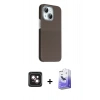 MARSİLYAN™- iPhone 14 Kılıf Kozmos Klasik Prime - Siyah Bilvis 5in1 5D Magic Hayalet Cam Ekran Koruyucu + PVD Metal Kamera Lens - PE