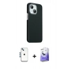 MARSİLYAN™- iPhone 14 Kılıf Kozmos Klasik Prime - Siyah Bilvis 5in1 5D Magic Hayalet Cam Ekran Koruyucu + Shine Kamera Lens - MI