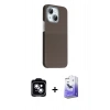 MARSİLYAN™- iPhone 14 Kılıf Kozmos Klasik Prime - Siyah Bilvis 5in1 5D Magic Hayalet Cam Ekran Koruyucu + PVD Metal Kamera Lens - MI