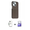 MARSİLYAN™- iPhone 14 Kılıf Kozmos Klasik Prime - Siyah Bilvis 5in1 5D Magic Hayalet Cam Ekran Koruyucu + Yeşil Shine Kamera Lens
