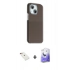 MARSİLYAN™- iPhone 14 Kılıf Kozmos Klasik Prime - Siyah Bilvis 5in1 5D Magic Hayalet Cam Ekran Koruyucu + Diamond Kamera Lens - KI