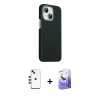 MARSİLYAN™- iPhone 14 Kılıf Kozmos Klasik Prime - Siyah Bilvis 5in1 5D Magic Hayalet Cam Ekran Koruyucu + Shine Kamera Lens - KI