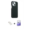 MARSİLYAN™- iPhone 14 Kılıf Kozmos Klasik Prime - Siyah Bilvis 5in1 5D Magic Hayalet Cam Ekran Koruyucu + Diamond Kamera Lens - KI