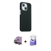 MARSİLYAN™- iPhone 14 Kılıf Kozmos Klasik Prime - Siyah Bilvis 5in1 5D Magic Hayalet Cam Ekran Koruyucu + Raze Metal Kamera Lens - SH