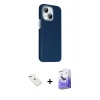 MARSİLYAN™- iPhone 14 Kılıf Kozmos Klasik Prime - Siyah Bilvis 5in1 5D Magic Hayalet Cam Ekran Koruyucu + Pembe Diamond Kamera Lens