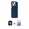MARSİLYAN™- iPhone 14 Kılıf Kozmos Klasik Prime - Siyah Bilvis 5in1 5D Magic Hayalet Cam Ekran Koruyucu + PVD Metal Kamera Lens - TU